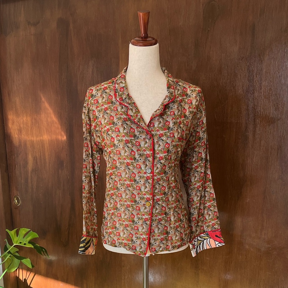 Vintage 1970’s MALIPARMI Italian Silk/Cotton Blouse Size L - Made in Italy!